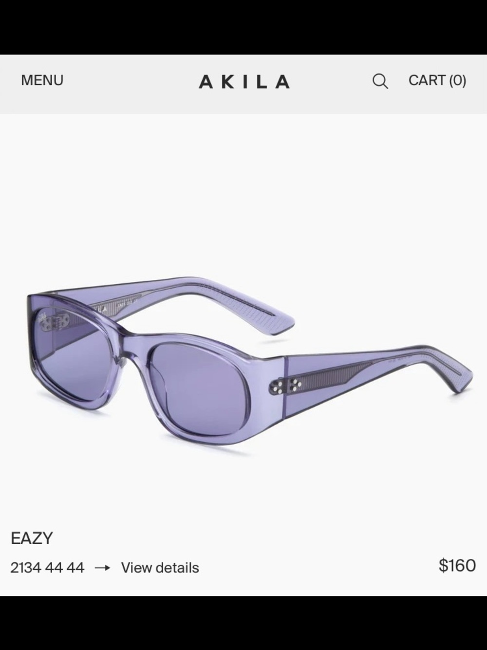 AKILA “ EASY “ purple frame sunglasses NEW * never worn.